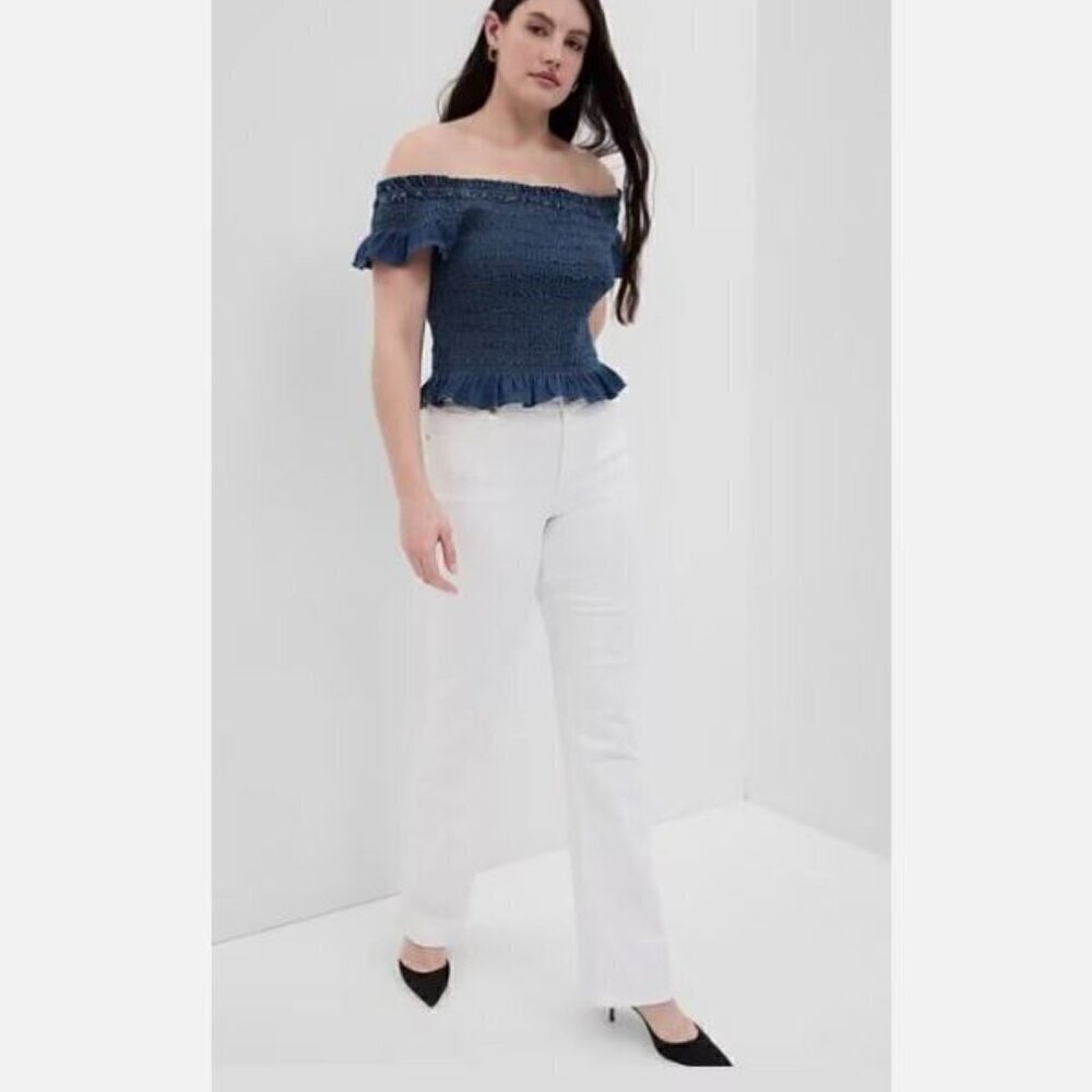 GAP Mid Rise Y2k Baby Boot Jeans Size 33/16 SHORT Optic White RETAIL $80